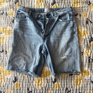 Longer denim ripped shorts